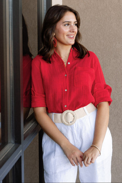 Rails Ellis Gauze Top, Cherry