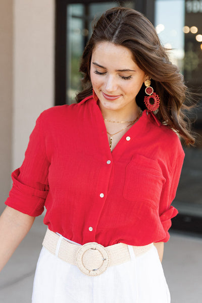 Rails Ellis Gauze Top, Cherry