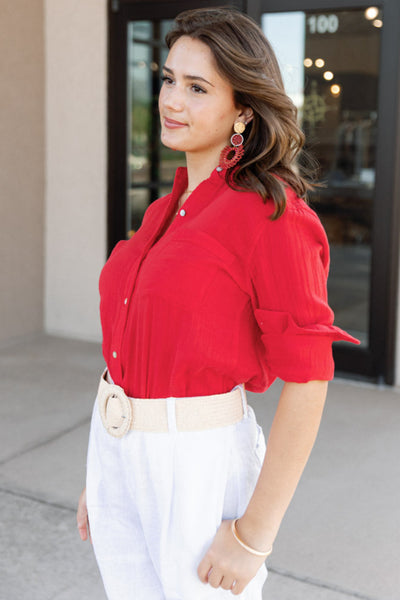 Rails Ellis Gauze Top, Cherry