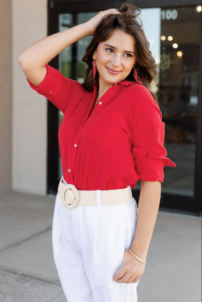 Rails Ellis Gauze Top, Cherry