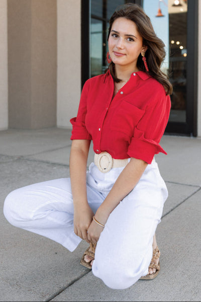 Rails Ellis Gauze Top, Cherry