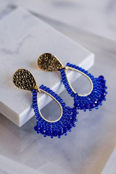 Rue Tear Drop Earrings, Blue