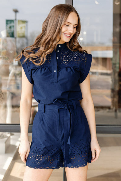 Margo Eyelet Trim Top
