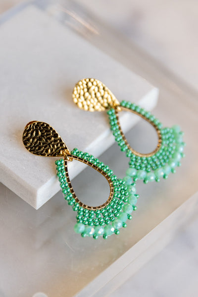 Rue Tear Drop Earrings, Green