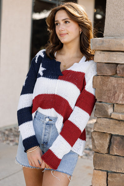 All American Chunky Henley Sweater