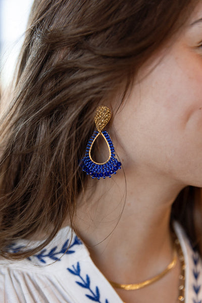 Rue Tear Drop Earrings, Blue