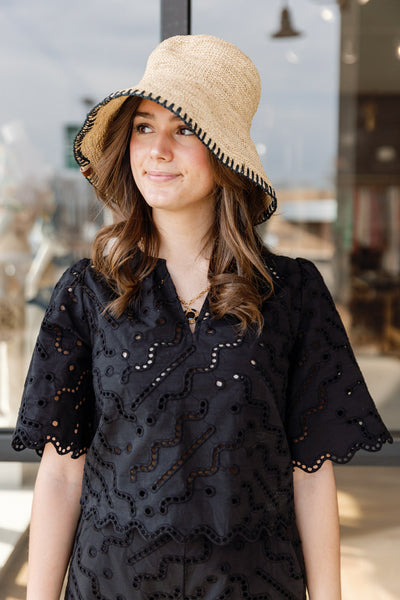Rag & Bone Jade Rollable Raffia Bucket Hat