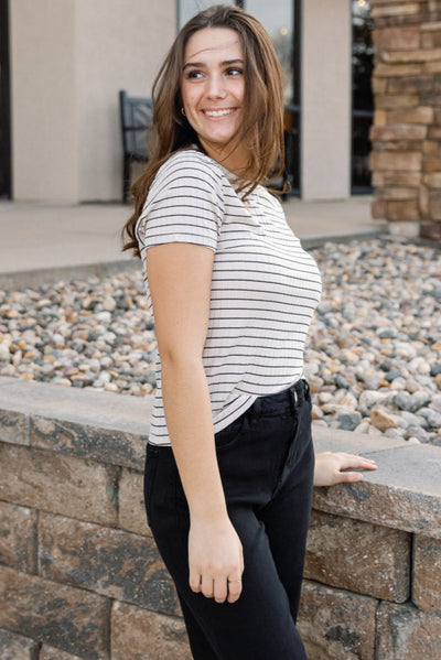 Rag & Bone Luca Stripe Rib Baby T-Shirt