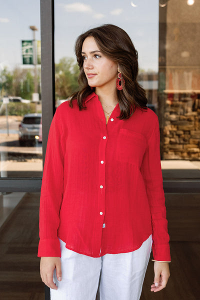 Rails Ellis Gauze Top, Cherry