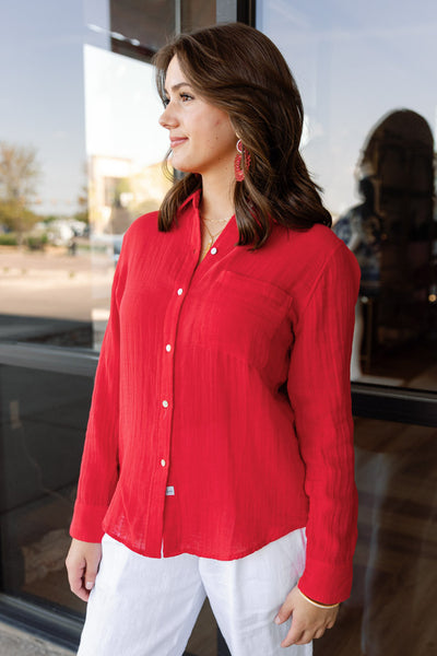 Rails Ellis Gauze Top, Cherry