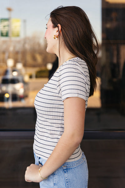 Rag & Bone Luca Stripe Rib Baby T-Shirt