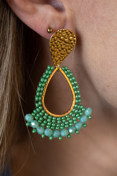 Rue Tear Drop Earrings, Green