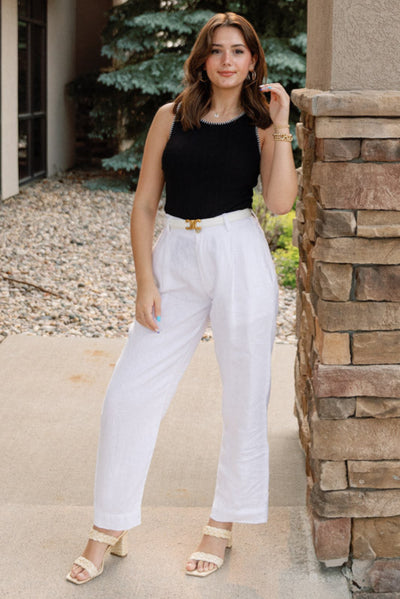 Bella Dahl Pleated Wide Leg Ankle Pant, White