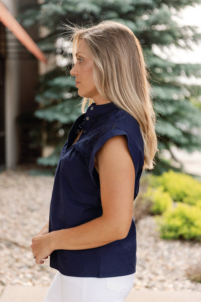 Margo Eyelet Trim Top