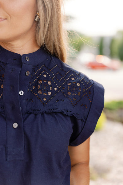 Margo Eyelet Trim Top