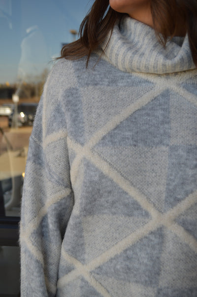 Hadley Turtle Neck Sweater, Blue Frost