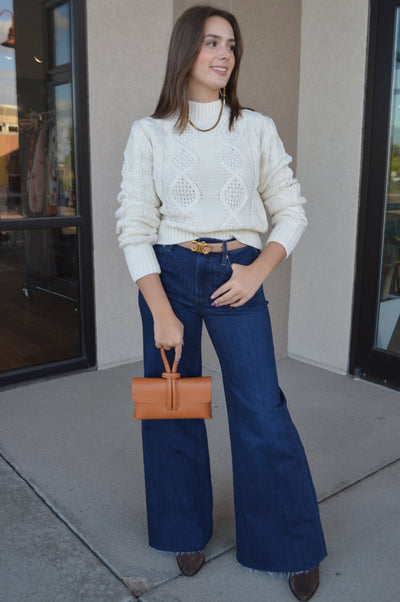 Nikki Cable Knit Mock Neck