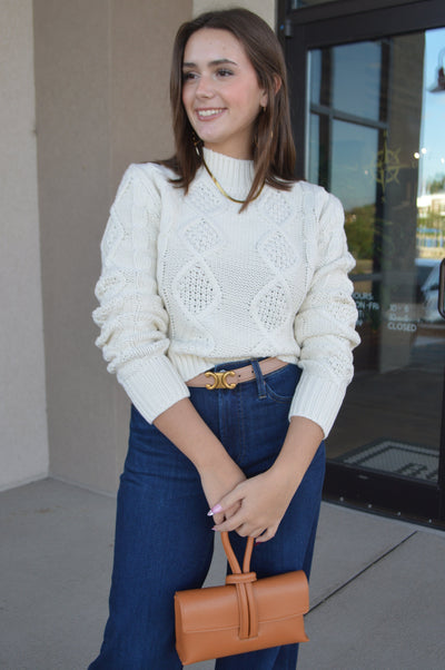 Nikki Cable Knit Mock Neck