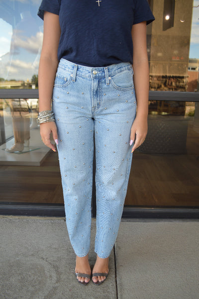 Pistola Lexi Studded Mid Rise Straight Jeans