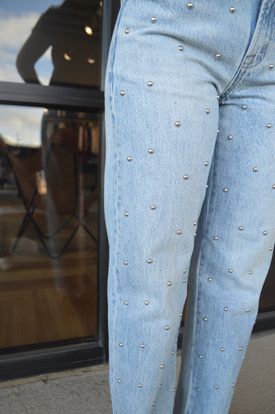 Pistola Lexi Studded Mid Rise Straight Jeans