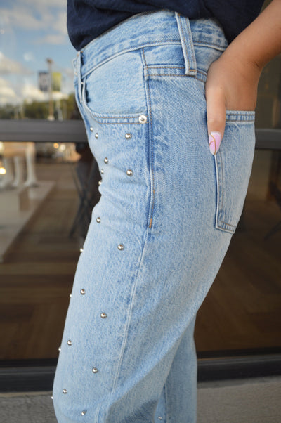 Pistola Lexi Studded Mid Rise Straight Jeans