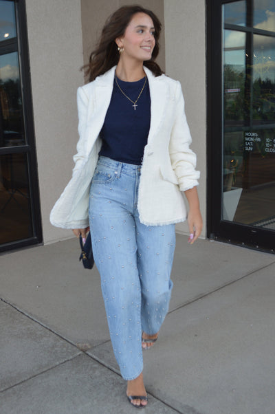 Pistola Lexi Studded Mid Rise Straight Jeans