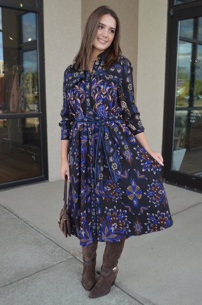 Farm Rio Arabesque Mix Scarves Midi Dress