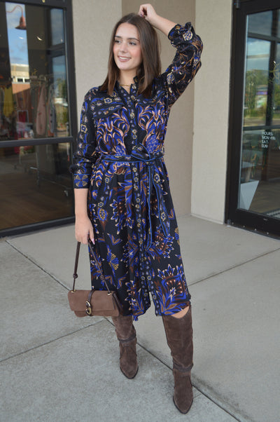 Farm Rio Arabesque Mix Scarves Midi Dress