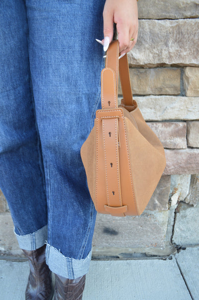 Charli Genuine Suede Hobo Handbag, Camel