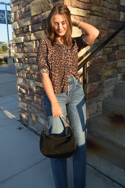 Charli Genuine Suede Hobo Handbag, Black