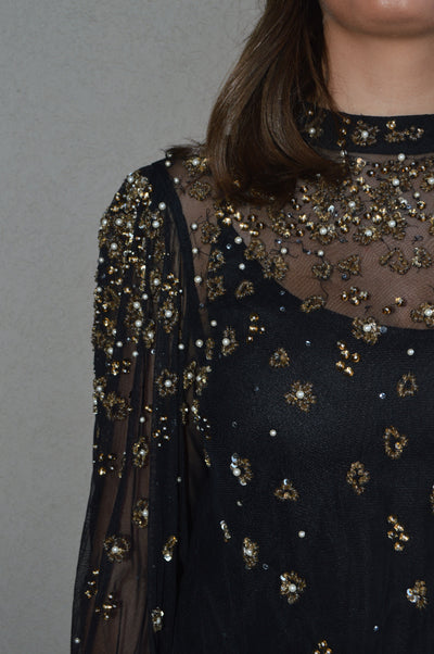 Farm Rio Embellished Tulle Lined Blouse