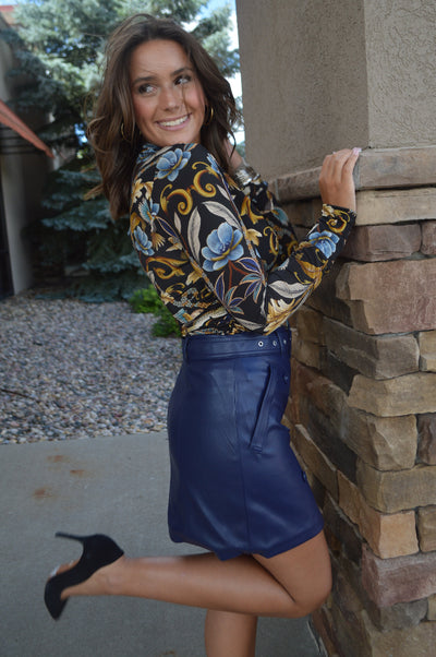 Farm Rio Black Garden Jersey Top