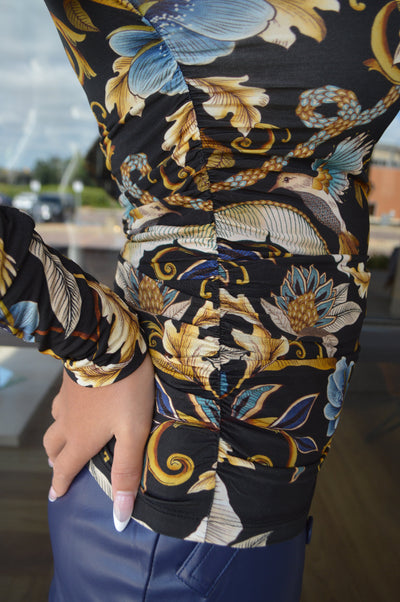 Farm Rio Black Garden Jersey Top