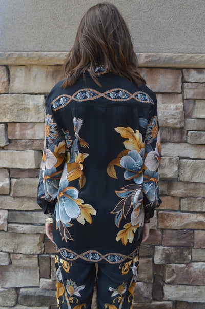 Farm Rio Black Garden Blouse