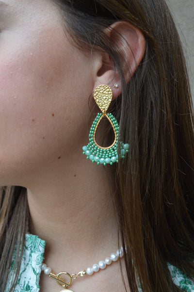 Rue Tear Drop Earrings, Green