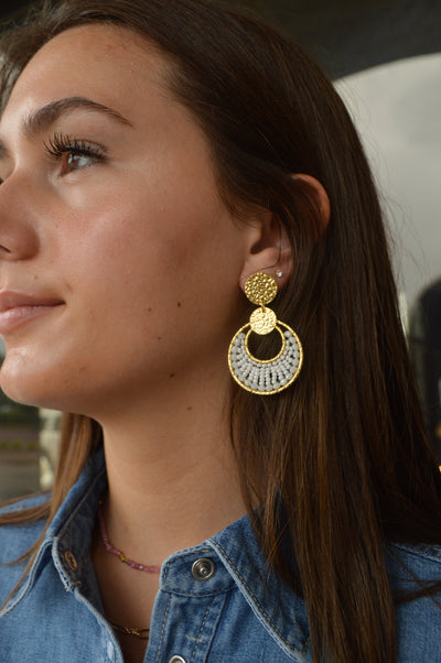 .Luna Drop Earrings, White