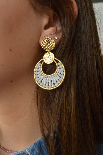 .Luna Drop Earrings, White