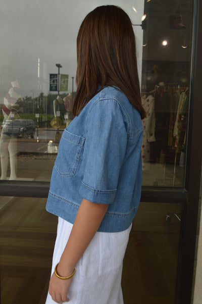 Veronica Beard Spruce Denim Top
