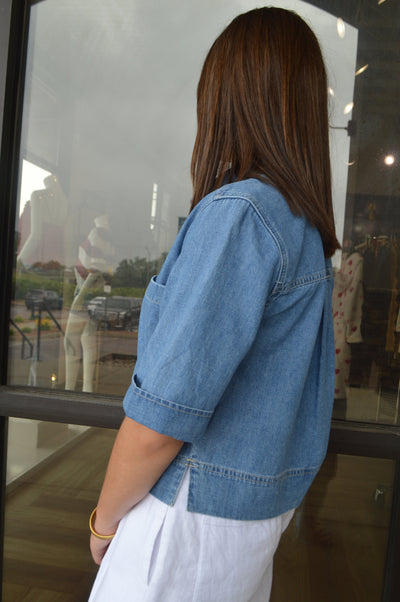 Veronica Beard Spruce Denim Top