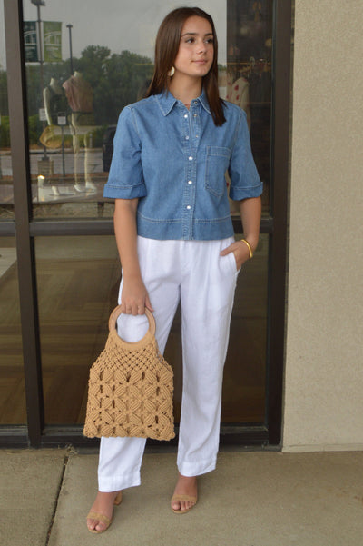 Veronica Beard Spruce Denim Top