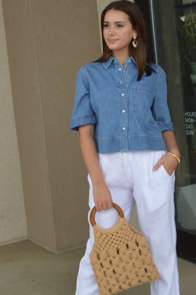 Veronica Beard Spruce Denim Top