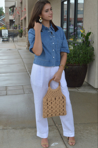 Veronica Beard Spruce Denim Top