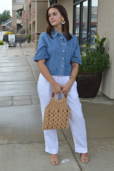 Veronica Beard Spruce Denim Top