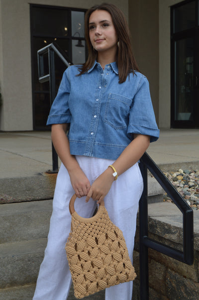 Veronica Beard Spruce Denim Top