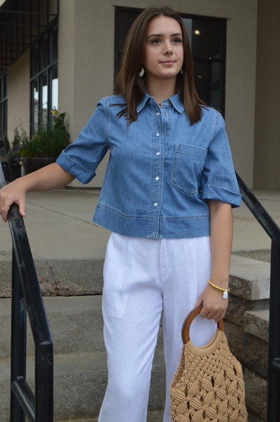 Veronica Beard Spruce Denim Top