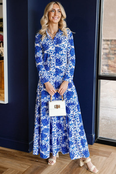 Kiara Maxi Dress, Blue Combo