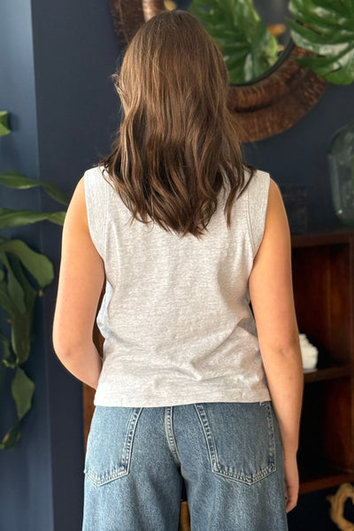 .Faherty Sunwashed Slub Muscle Tank, Grey