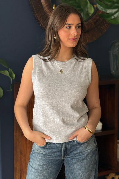 .Faherty Sunwashed Slub Muscle Tank, Grey