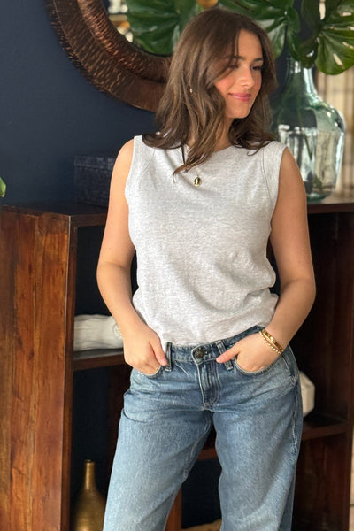 .Faherty Sunwashed Slub Muscle Tank, Grey