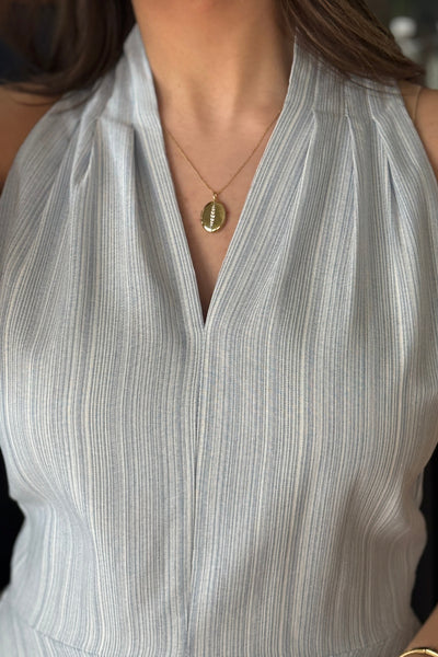 .Serenity Dobby Striped Halter Dress